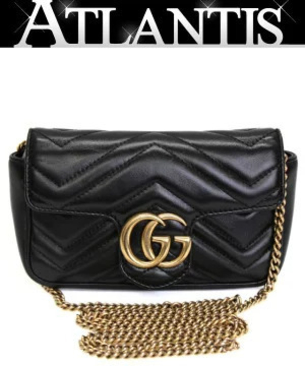 Gucci GG Marmont Chain Shoulder Bag Leather Black
